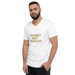 Unisex Short Sleeve V-Neck T-Shirt - transmit